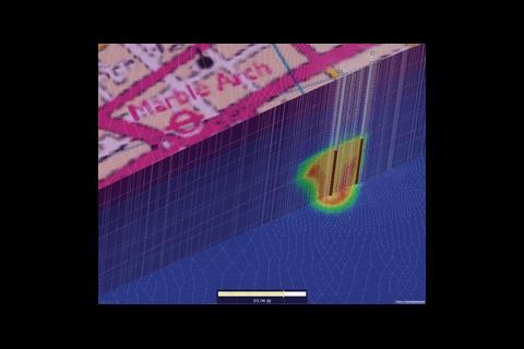 cutaway view of Park House model predictions of thermal interference